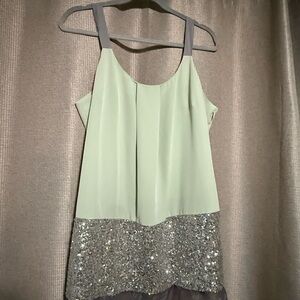 Vintage Simply Vera Vera Wang Light Green and Silver Embellished Camisole.